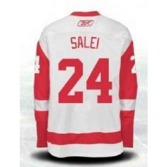 NHL CCM Detroit Red Wings #24 Ruslan Salei White Jerseys